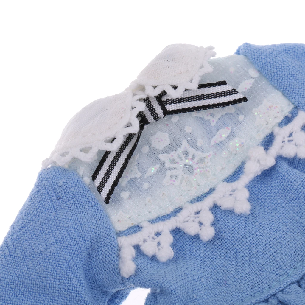 Light Blue Skirt Dress Hairclip Clothing for 1/6 Fashion Doll Neo Azone Licca Dolls Accessories