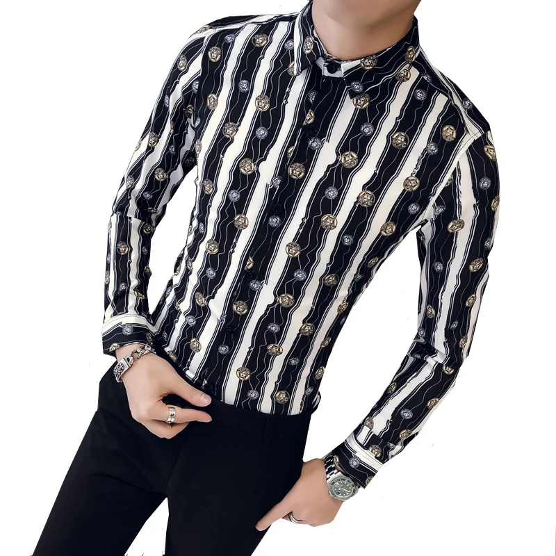 

2018 Autumn And Winter New Pattern England Men Note Long Sleeve Shirt Korean Self-cultivation casual Shirt Temperament Youth