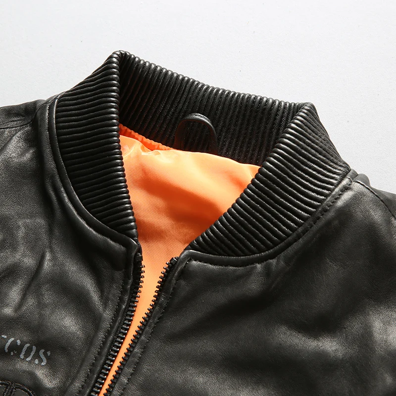 Быстрая Мужская Черная куртка из натуральной кожи с 3D узором A1 Pilot винтажная Нижняя плиссированная овчина куртки «Force»
