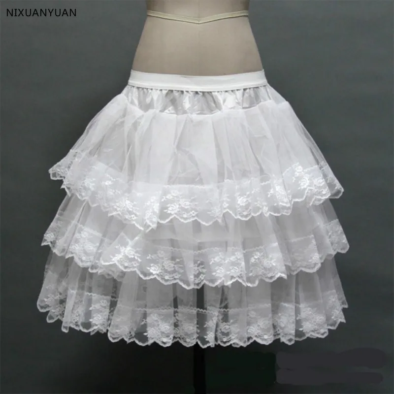 Короткая Нижняя юбка с кружевным краем для вечернее, свадебное платье для женщин трапециевидный Свадебный подъюбник кринолин нижняя юбка