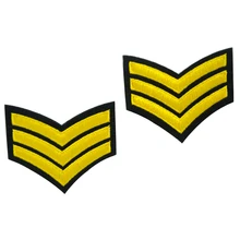 Набор из 2 предметов желтый Военный Ранг железо на пришивная аппликация вышитая аппликация для куртки армейский значок нашивки наклейки для одежды