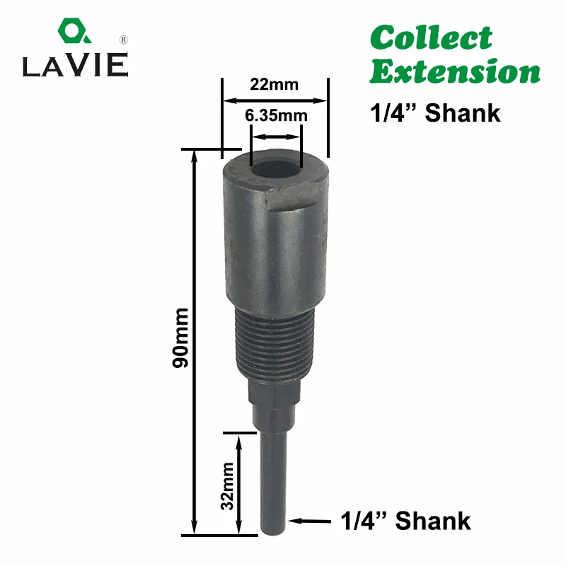 LAVIE 1 шт. 1/4 дюйма хвостовик фрезы Соединительный удлинитель цанговый гравировальный станок расширение фрезы для дерева MC04004