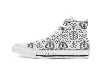 

Evil Eye Novelty Design breathable casual High Top lace-up Canvas shoes sneakers