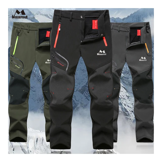 US $25.11 MAZEROUT Man Winter Fishing Waterproof Camping Trekking Fleece Outdoor Hiking Pants Climbing skiing