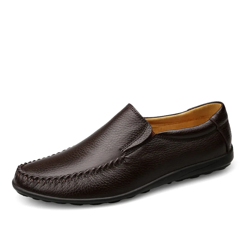 ZIMNIE/брендовые модные лоферы из натуральной кожи; мужские мокасины; Высококачественная мягкая обувь; Мужская обувь для вождения; Мужская прогулочная обувь на плоской подошве - Цвет: Dark Brown No Fur