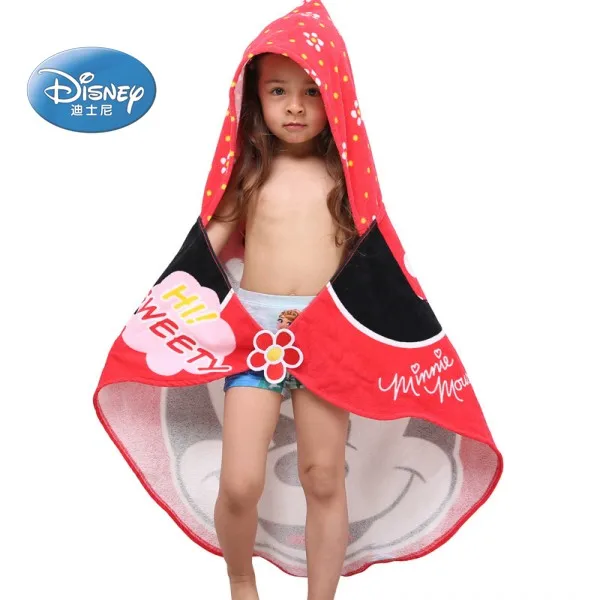minnnie Disney Аутентичные Летнее платье с героями мультфильмов с капюшоном банный халат-полотенце Пляжные Полотенца под искусственные бриллианты, стразы красного цвета Мышь Микки Мышь 60X120 см Новые, стильные, Лидер продаж - Цвет: minnnie