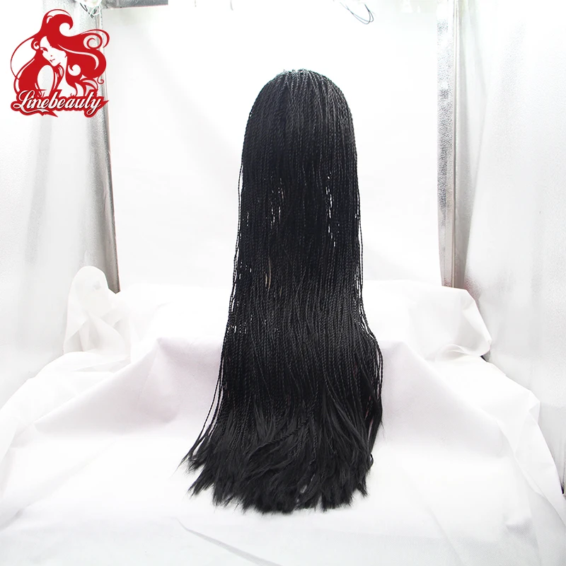 

New Style Full Hand Braided Lace Front Wigs For Black African American Women #1 Micro Jumbo Synthetic Box Braided Lace Front Wig