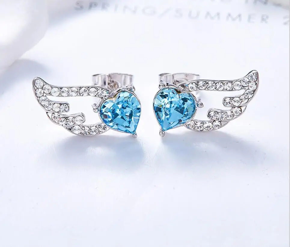 

Panda100 Gift Stud Earrings for Women S925 Silver Swarovski crystal Stud Earrings for Mom Colorful Jewelry Earrings girlfriend