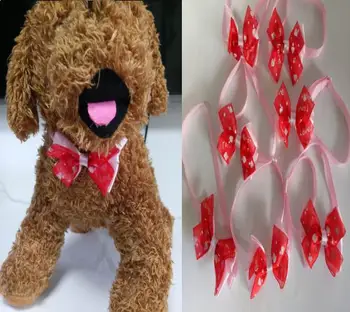 

50pcs/Lot Big sale Girl Pet Dog puppy Cat red love heart print Bow Ties Neckties Bowknot Valentine Lover Grooming Products LF03