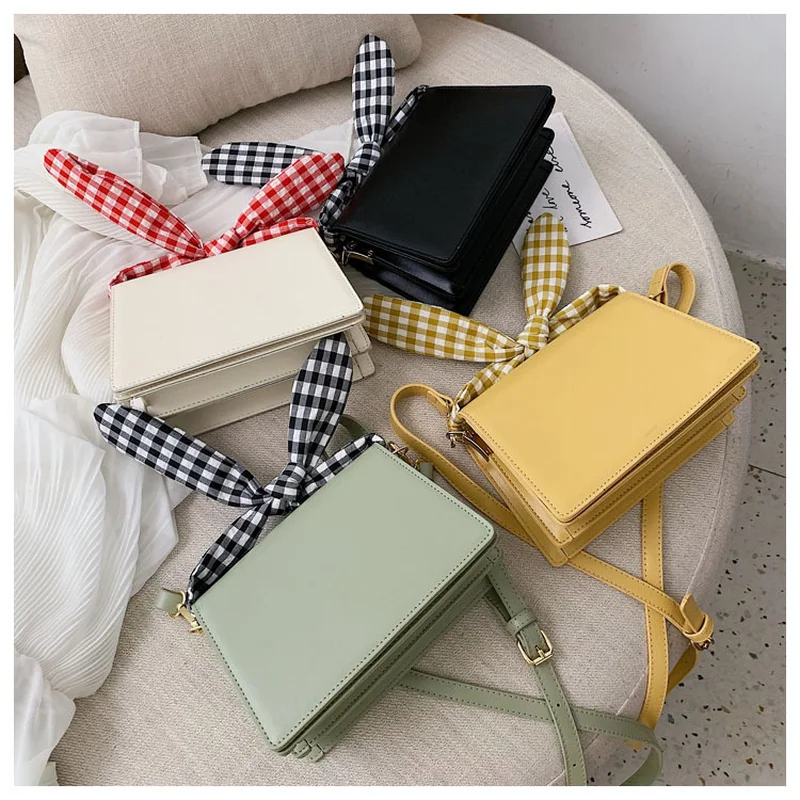 

Sweet Candy 2019 New Bow Scarf Women Small Messenger Bag Flap Brand Designer Girl Crossbody Shoulder Bag for Lady Female Handbag