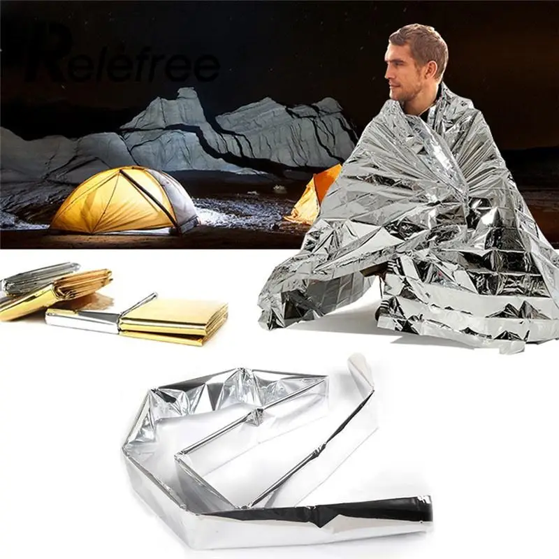 

130x210cm Portable Waterproof Emergency Blanket Windproof Survival Rescue Camping Blankets Outdoor Life-saving Equipmet