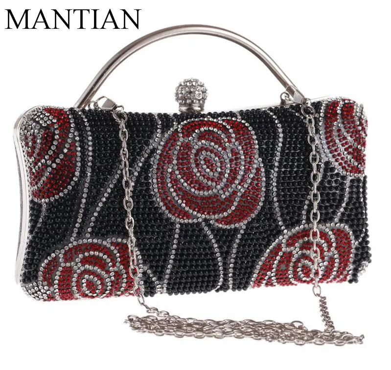 

One Side Rhinestones Women Vintage Evening Bags Diamonds Totes Small Purse Evening Bag For Wedding Party Bags