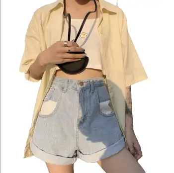 

Summer retro high waist jeans loose wide leg pants