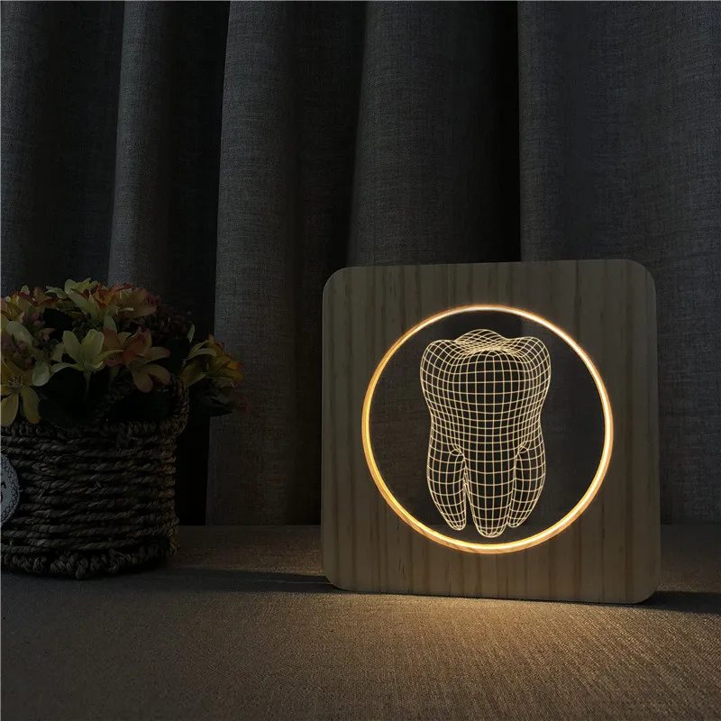 

Tooth Design 3D USB LED Plastic ABS Lamp Table Light Switch Control Carving Lamp for Children's Room Decoration Dropshipping