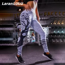 Высокая Талия Тонкий Фитнес Бег Женщины Спорт Эластичные Брюки Леггинсы с цифровым принтом пуш-ап спортивная одежда Беговые брюки женские