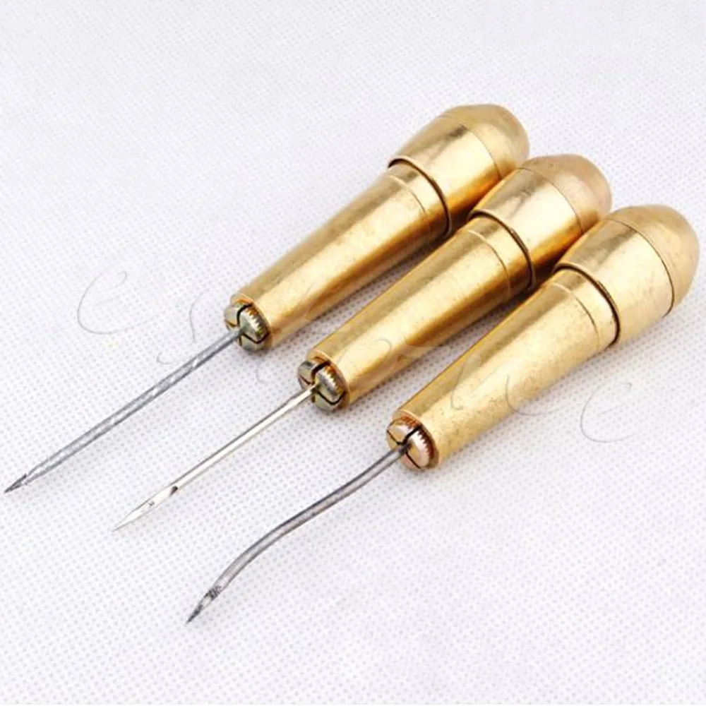 

New Hot Leathercraft Needle Kit Tool With Leather Tent Sewing Awl Hand Stitcher Taper