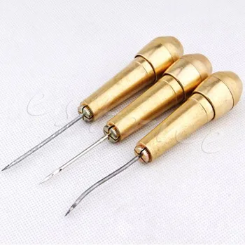

New Hot Leathercraft Needle Kit Tool With Leather Tent Sewing Awl Hand Stitcher Taper