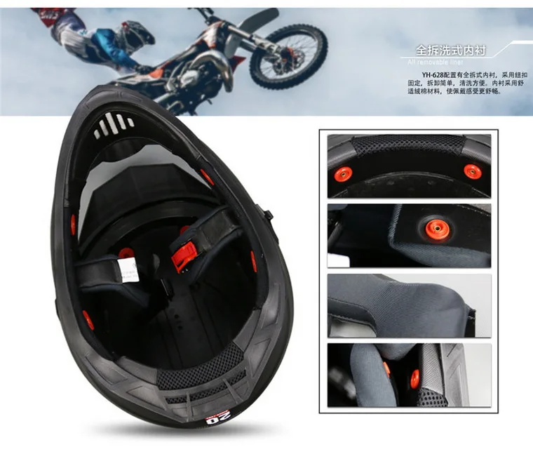 Модный YOHE мотоциклетный шлем YH-628A мотогонок для мотокросса ABS двойные линзы внедорожные мотоциклетные шлемы
