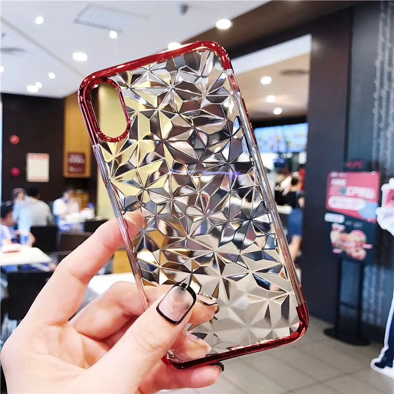 

Galvanized Side Diamond Pattern Case for iPhone 7 8 Plus Case Plus Cover Case For iPhone X 8 7 6 6S Plus