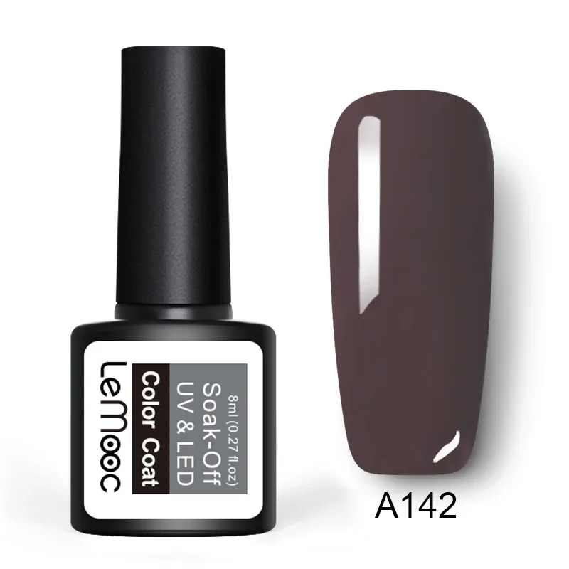 LEMOOC 8 мл коричневый серии гель лак для ногтей полу Перманентный замочить от УФ/светодио дный гель для ногтей чистый цвет дизайн ногтей лак 24 цвета - Цвет: A141