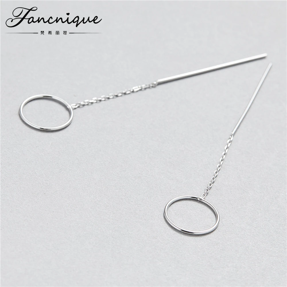 Fancnique 925 Sterling Silver Fashion Minimalist Small Circle Dangle