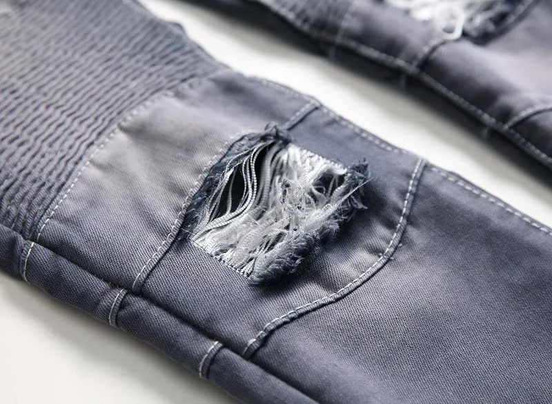 2019 Новый Для мужчин ностальгию растрепанные джинсы для езды на мотоцикле прямые джинсы для мужчин индивидуальность брюки больше размеры