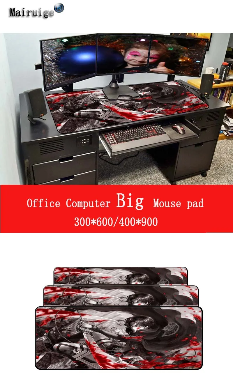 Коврик для мыши Attack on Titan 90x40 см Коврик для мыши Notbook компьютерный коврик для мыши Lockrand игровой коврик для мыши геймер для клавиатуры коврик для мыши