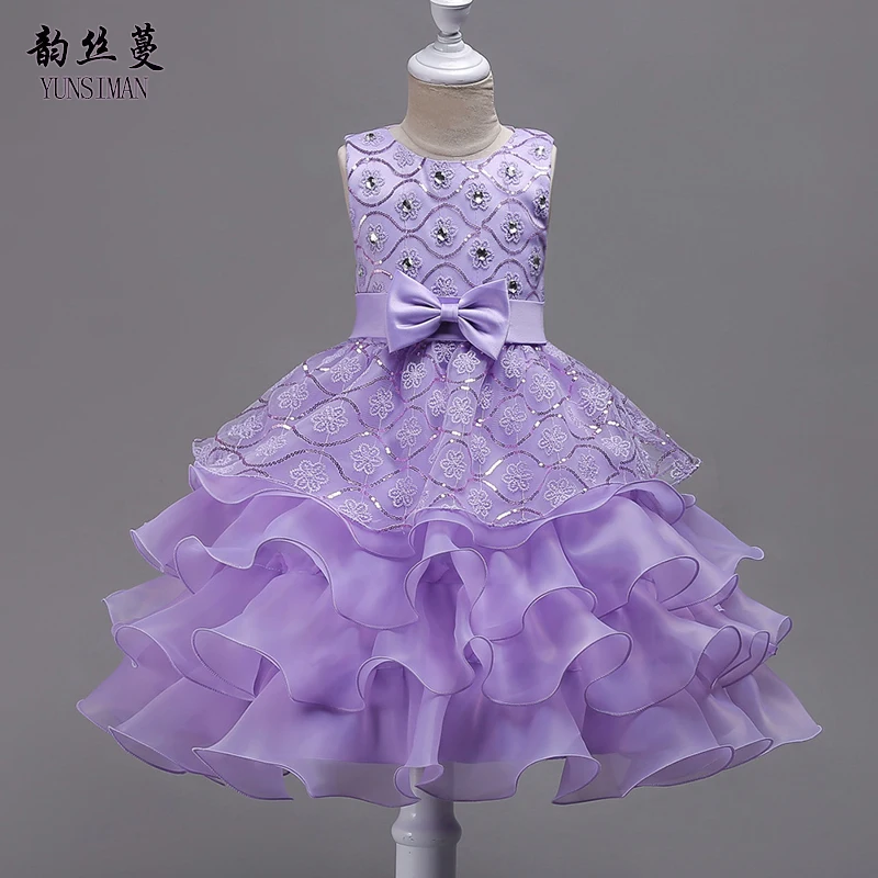 

Kids Dresses for Girls Height 39 to 63 Inches Size 3 to 14 Girls Purple Pearls Lotus Leaf Princess Dress Girls Tutu Costume 1T03