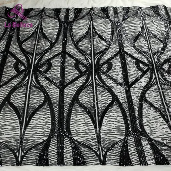 

New black/gold/white sparkling sequins on mesh embroidery lace fabric wedding/party/evening dress lace fabric 1yard