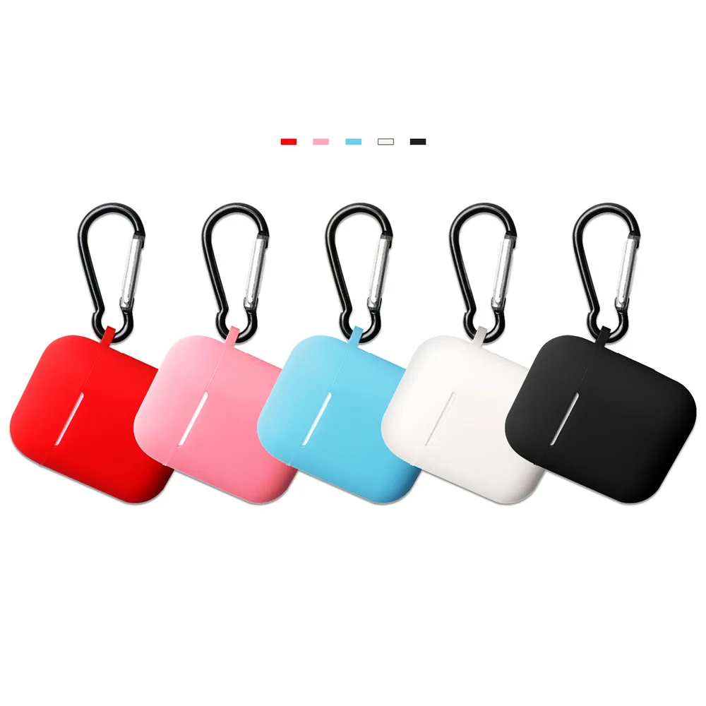 

Portable Wireless Charging Silicone Case For Apple Airpods 2 Case Cover Earphone Shockproof Sleeve With Carabiner