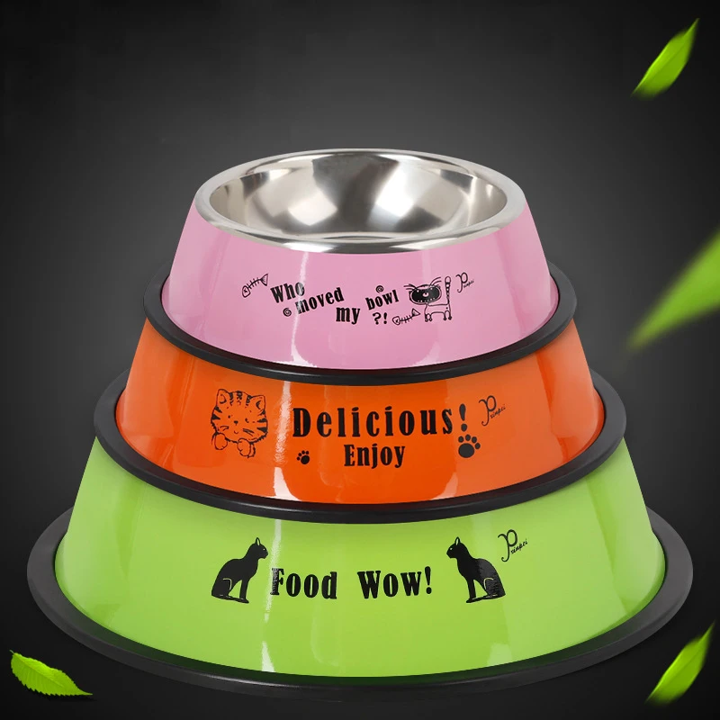 Multicolour Stainless Steel Pets Dog Bowl Travel Food Bowls For Cats