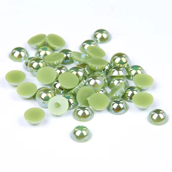 

Grass Green AB Color Glitter Craft ABS Imitation Half Round Pearls Beads Resin Design 3D Nails Art Clothes Backpack Decorations
