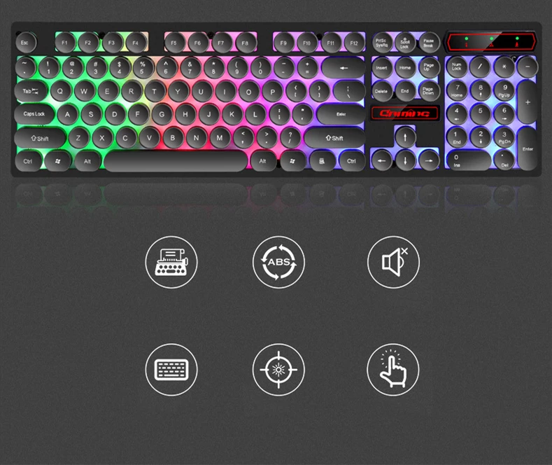 USB Wired Backlit Gaming Keyboard Entertainment Keyboard Gaming With Round Key Cap Multimedia Button 104 keys PC gamer Laptop