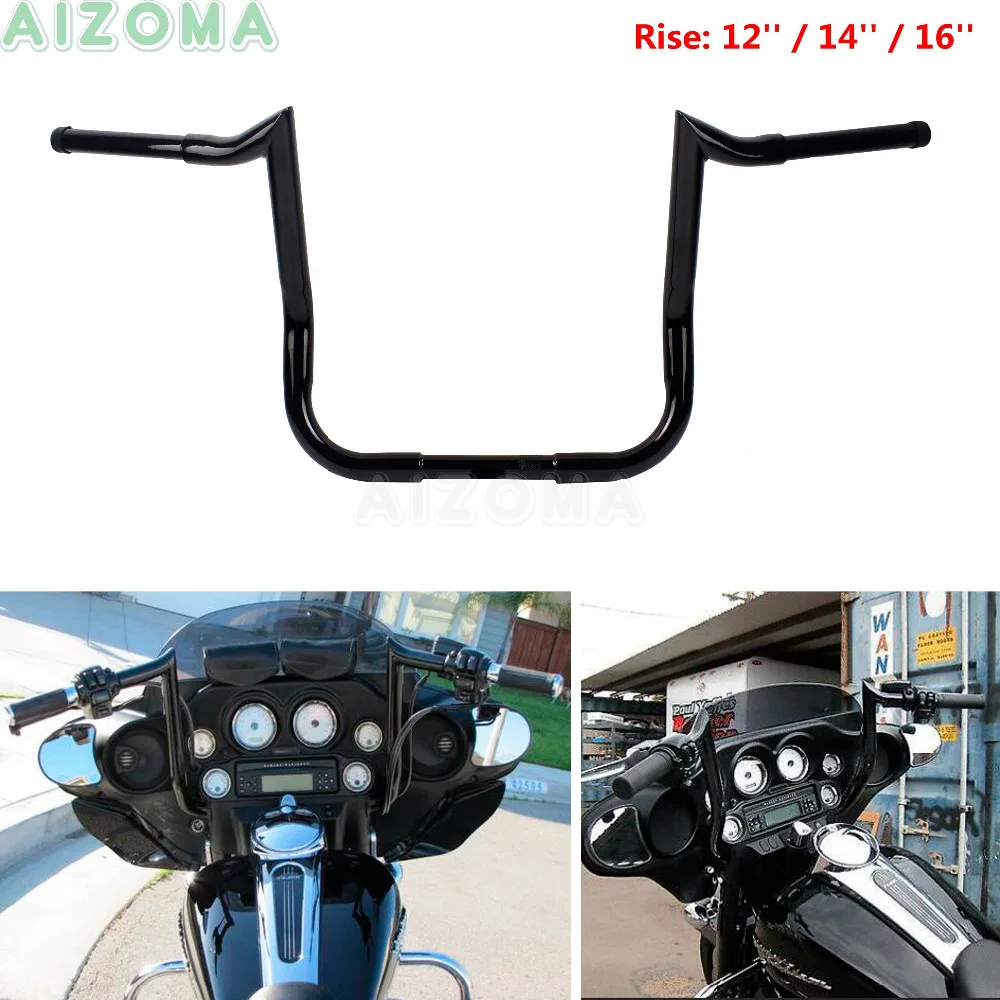

Black Motorcycle Monkey Bar Bars Rise 12" 14'' 16'' Handlebars For Harley Tourings Models with Batwing Fairing 1986-Up