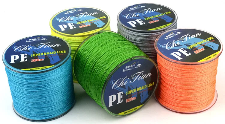 300M 4weaving Green/ Yellow/Grey /Blue/Orange  PE Braided Fishing Line Tackle 12LBS-140LBS