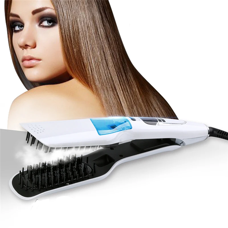 

Professional Hair Straightener Brush Fast Heated Hair Brush Straightener Steam Straightening Iron Vapor LCD Screen Hair Iron