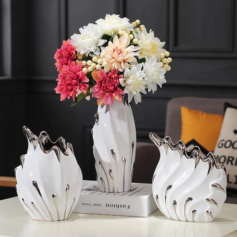 3pcs withoutflowers Современная керамическая ваза, высокое качество, китайское искусство и ремесла, Декор, ваза для цветов, креативный подарок, для дома, свадебное украшение, вазы - Цвет: 3pcs withoutflowers