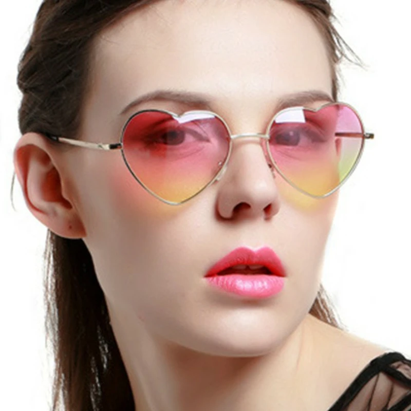 Women Fashion Eyewaer Sun Glasses Colorful Retro Unisex Love Heart Shaped Sunglasses Male