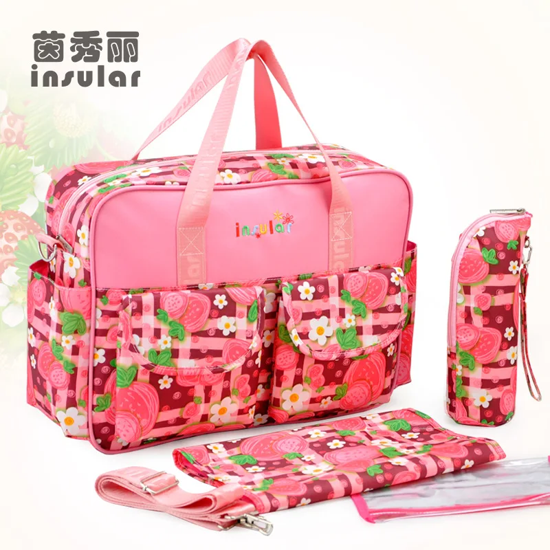 

Insular 2017 NEW Fashion Printed Mummy Nappy Bag Baby Strollers Diaper Bags Large Capacity Maternity Mummy Diaper Bag 5pcs/set