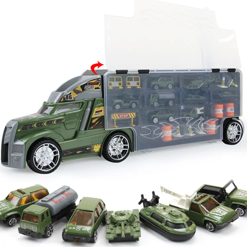 21 в 1 детская игрушка военный грузовик Diecasts и игрушечный транспорт развивающие 1:24 транспорт автомобили Перевозчик игрушка для детей мальчиков