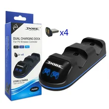 USB двойная зарядная док-станция Подставка+ 4 MicroUSB разъемы для зарядки для PS4/Slim/Pro беспроводной контроллер синий/красный светодиодный