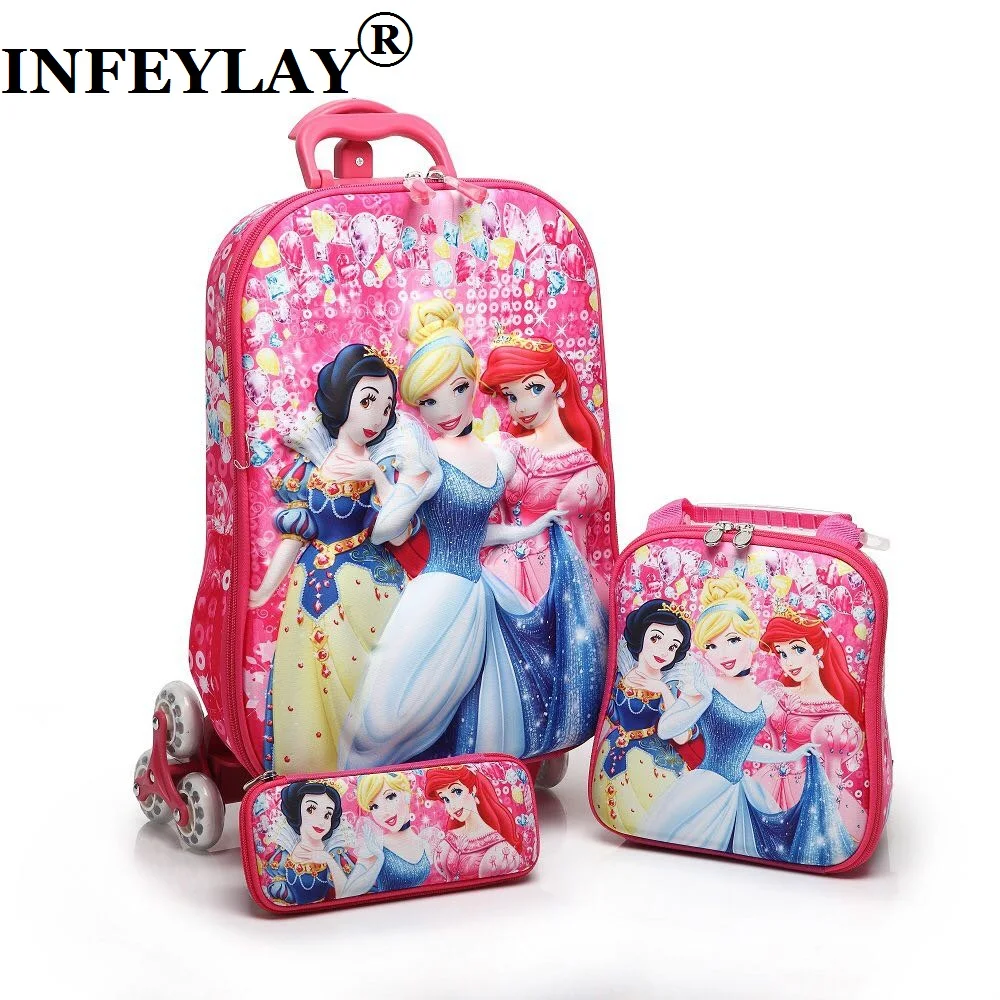 3D stereo anime trolley case Cute kids EVA Travel 3PCS/set suitcase boy girl creative cartoon pencil box children Christmas gift