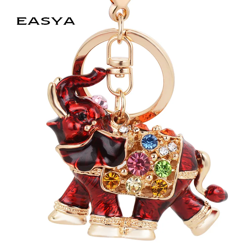 EASYA Thailand Selling Genuine Rhinestone Keychain Car Key Holder Drop Elephant Women Bag Ornaments Pendant Small Gift | Украшения и