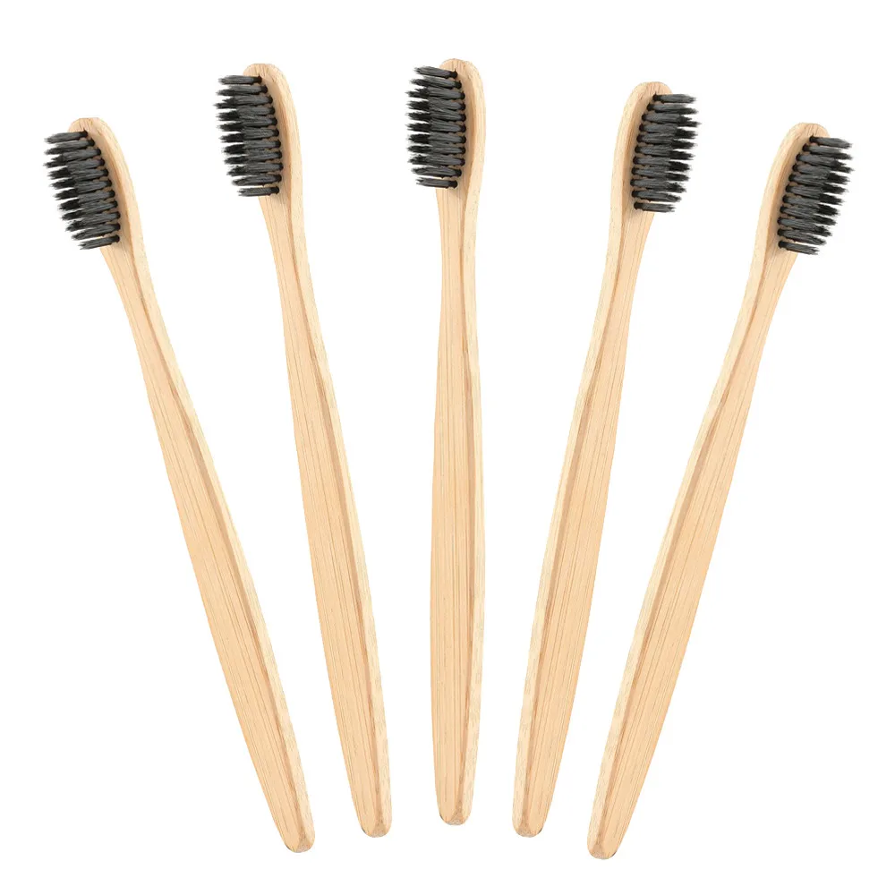Зубная щётка для взрослых натуральный охраны окружающей среды отбеливание зубов бамбуковой ручкой мягкие зубная щетка расчёски волос инструмент - Цвет: 5pcs