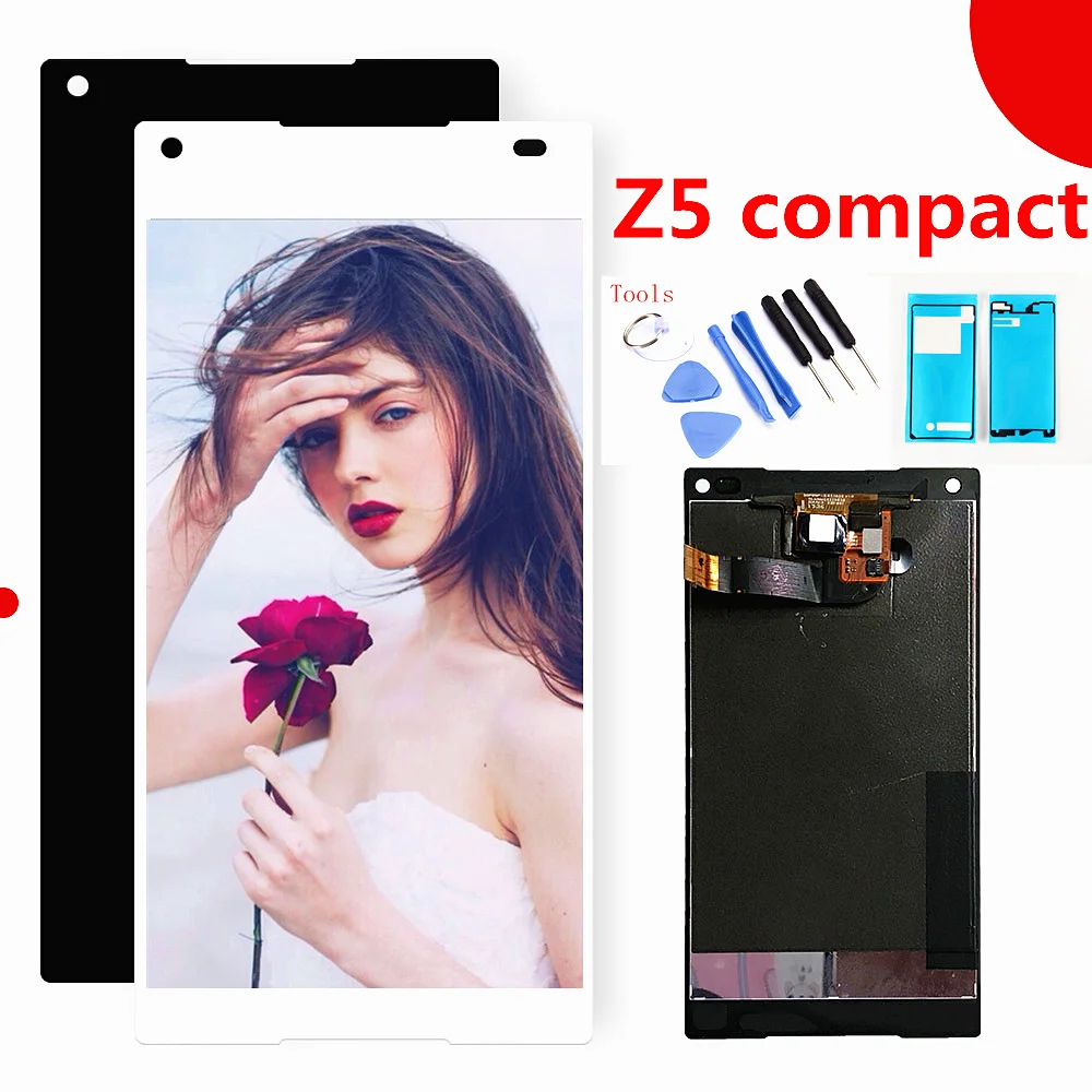 

original LCD For Sony Xperia Z5 Compact E5803 E5823 LCD display touch screen digitizer Assembly parts with frame free glue tools