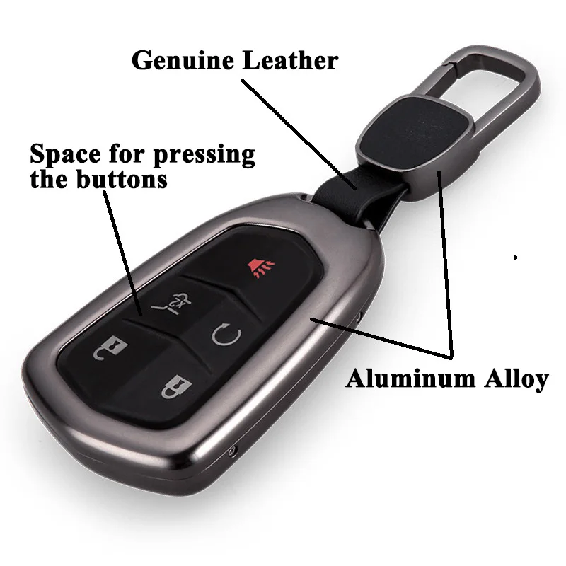 

1pc FUWAYDA Aluminum Alloy Deluxe Car Key Case Key Shell Cover Storage Bag Protector for Cadillac ATS-L CT6 CTS XT5 SRX Escalade