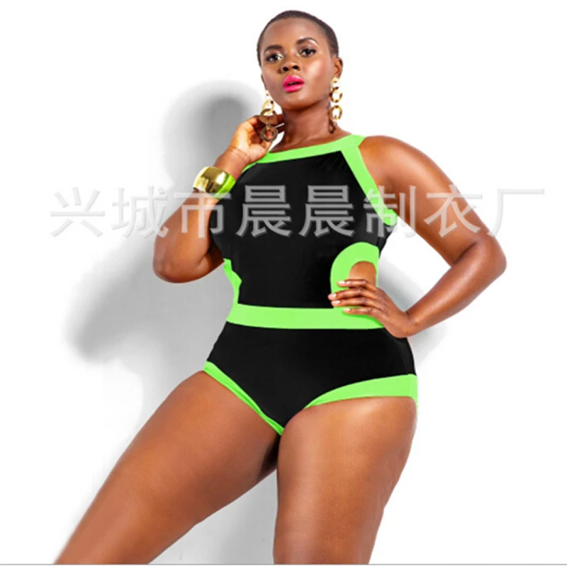 

Swimwear 2017 one-piece plus swimsuit for women large size Monokini set padded push up sexy bathing swim suit BS010
