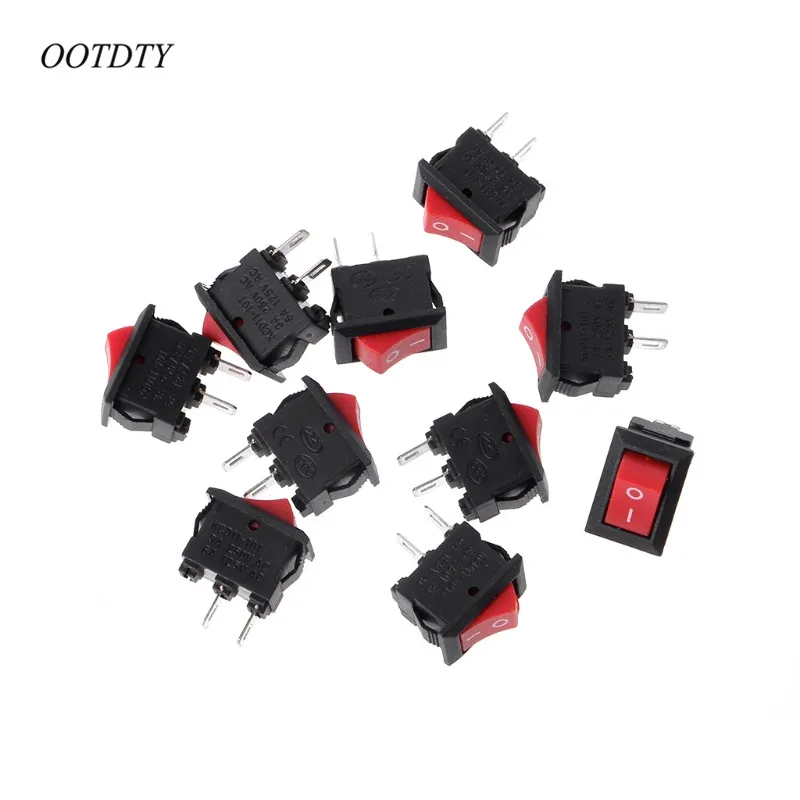OOTDTY 10 шт. 2 Pin 10x15 мм SPST вкл/выкл пайки Терминал лодки рокер переключатель 3A AC 250V|on/off