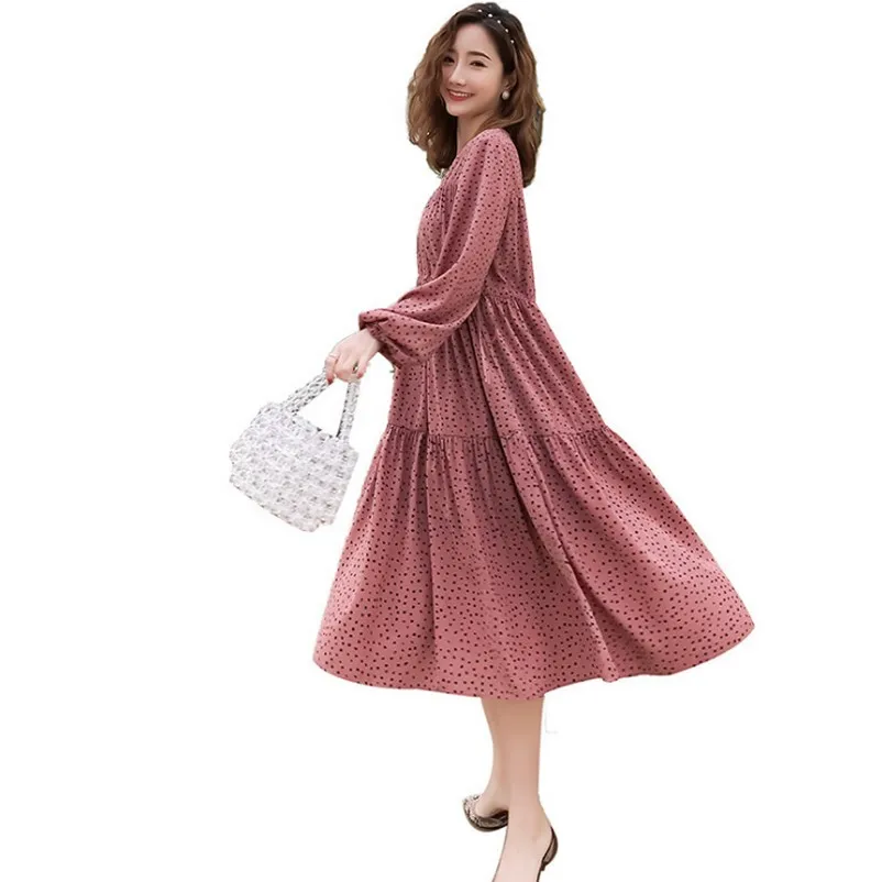 

Maternity Dress V-Neck Floral Loose Waist Temperament Maternity Gown Pregnancy Dress Spring New Pregnant Women Dress Embarazada