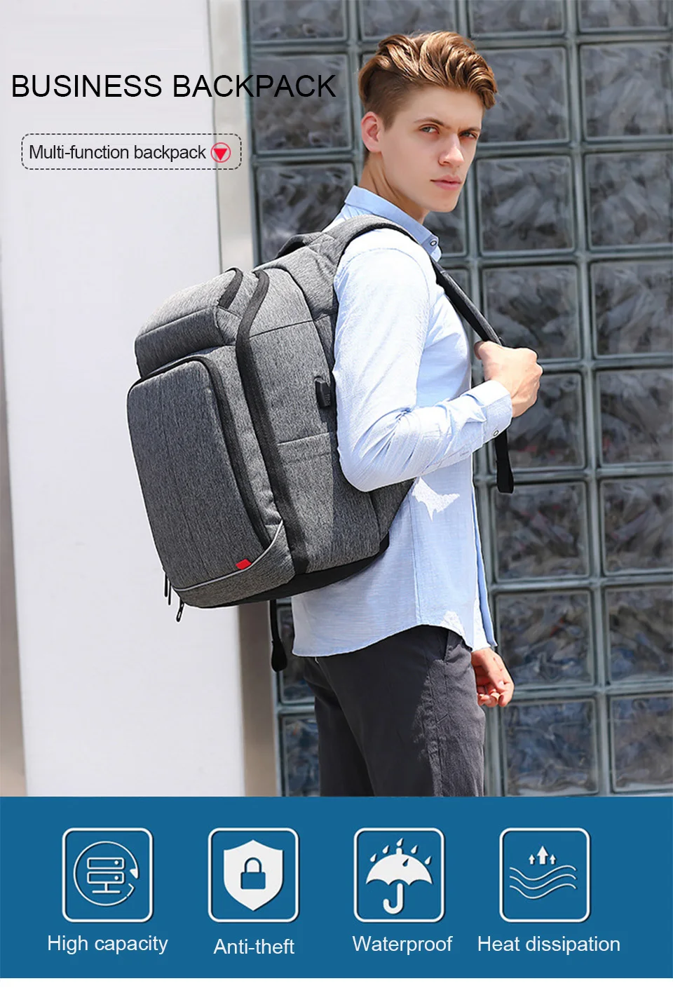Travel Backpack Men Backpacks Male 15.6 17 Inch Laptop Backpacking Anti Theft Mochila Waterproof Bagpack Notebook Smart USB Bags (1)